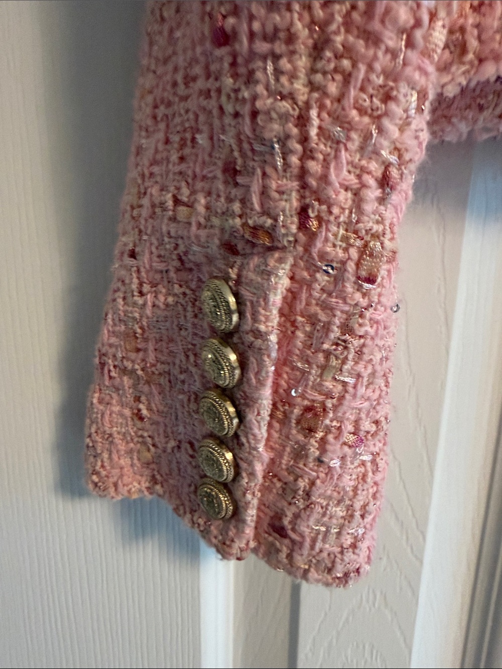 Generation Love Pink Tweed Blazer Size Small | Gold Chain Details - Picture 7 of 8